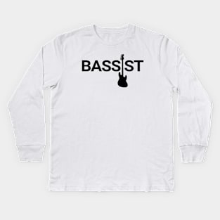 Bassist Bass Guitar Silhouette Light Theme Kids Long Sleeve T-Shirt